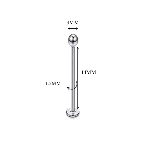 Khuyên thẳng cơ bản đầu bi màu bạc 5 size - Thép y tế