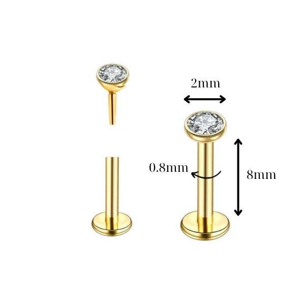 Khuyên cơ bản màu vàng - 0.8*8*2mm - Thép không gỉ