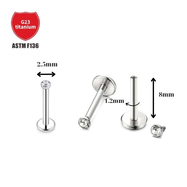 Khuyên cơ bản titanium ren trong - Có 4 size