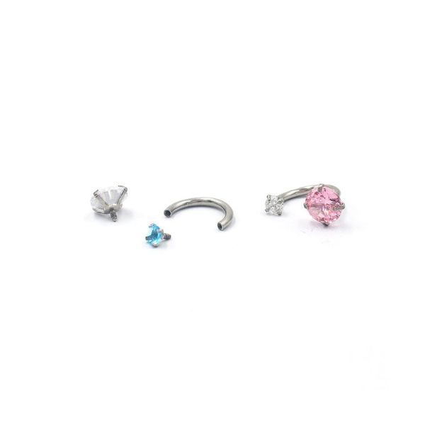 Khuyên đá chữ U - 1.2*8mm - Có 5 màu