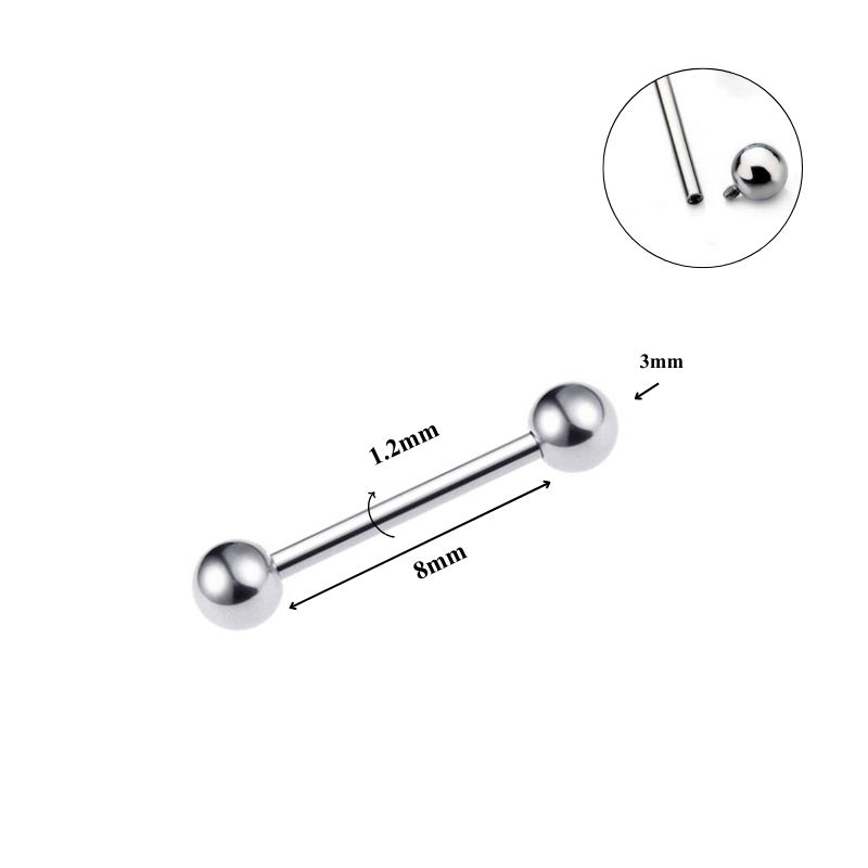 Khuyên đa năng hai đầu bi ren trong / Titanium - 2 size