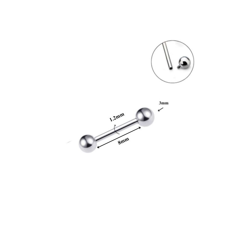 Khuyên đa năng hai đầu bi ren trong / Titanium - 2 size