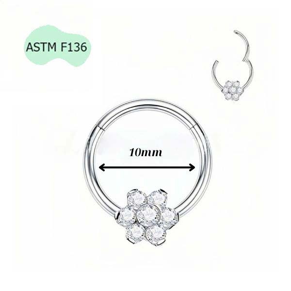 Khuyên Daith hình bông hoa Titanium - Có 2 size
