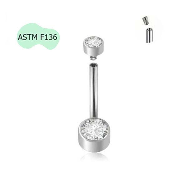 Khuyên rốn titanium mặt đá lấp lánh - Có 5 màu