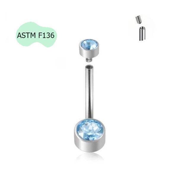 Khuyên rốn titanium mặt đá lấp lánh - Có 5 màu
