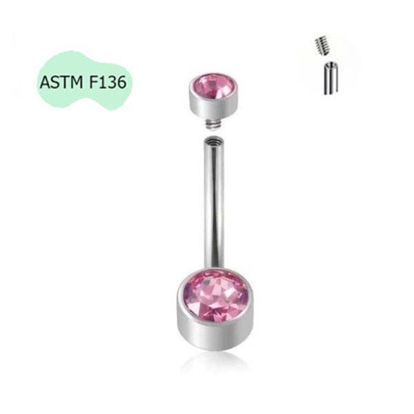 Khuyên rốn titanium mặt đá lấp lánh - Có 5 màu