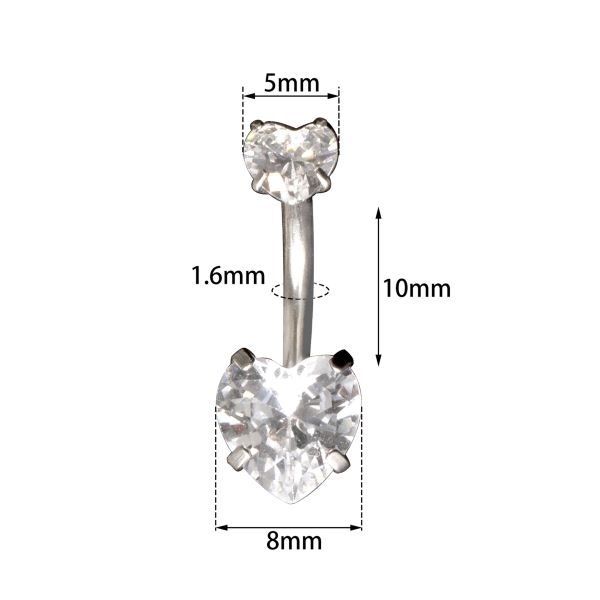 Khuyên rốn đá trái tim - 1.6*12mm