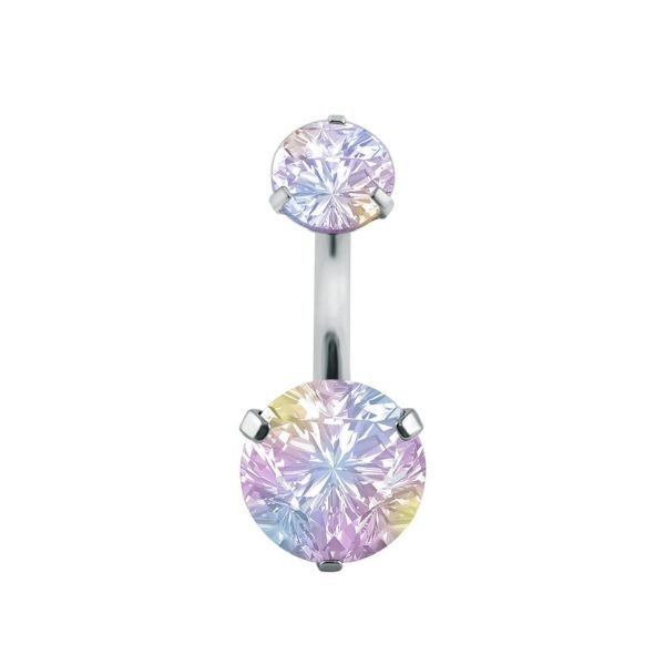 Khuyên rốn đá tròn thép không gỉ 316L - 1.6*11mm - 3 màu