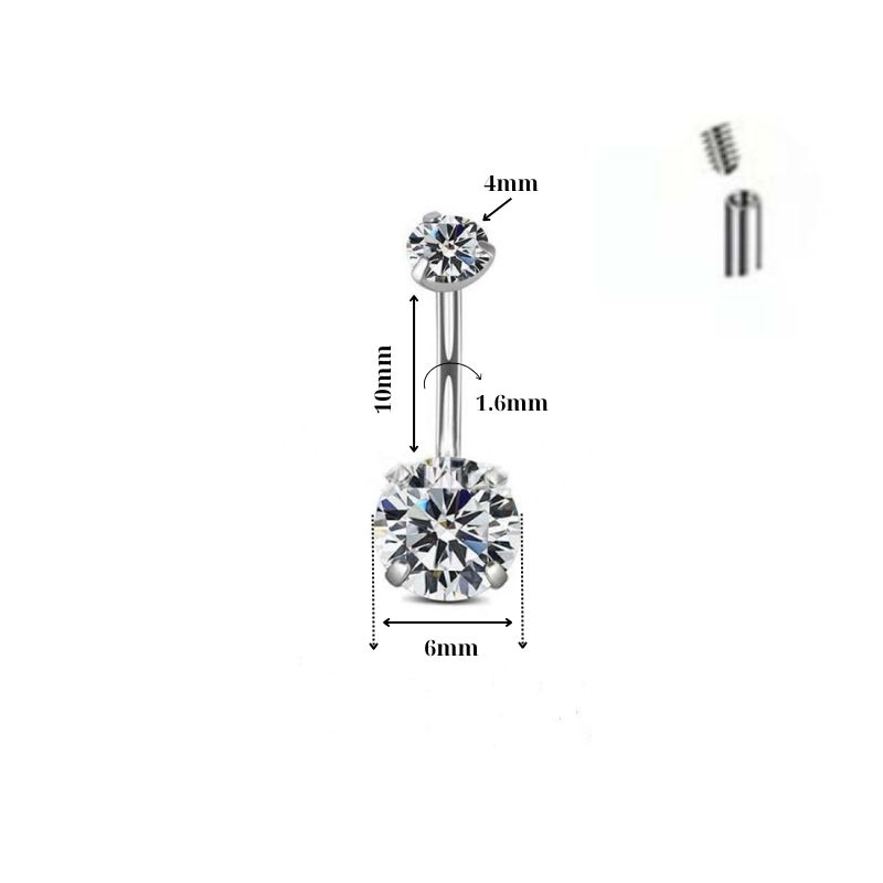 Khuyên rốn đá tròn zirconi - Chất liệu TITANIUM
