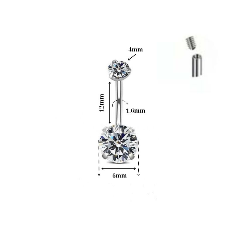 Khuyên rốn đá tròn zirconi - Chất liệu TITANIUM