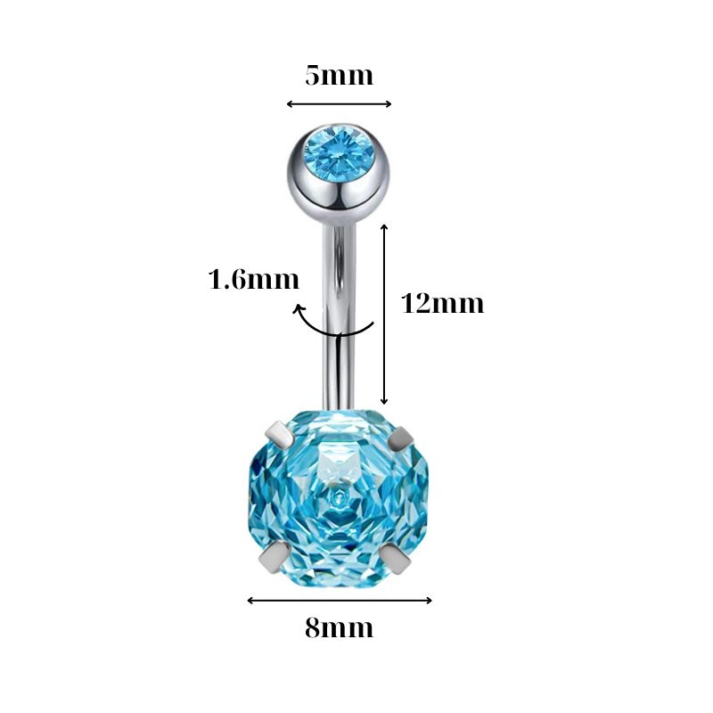 Khuyên rốn mặt đá hoa hồng Titan (phù hợp cho da nhạy cảm) - 3 màu