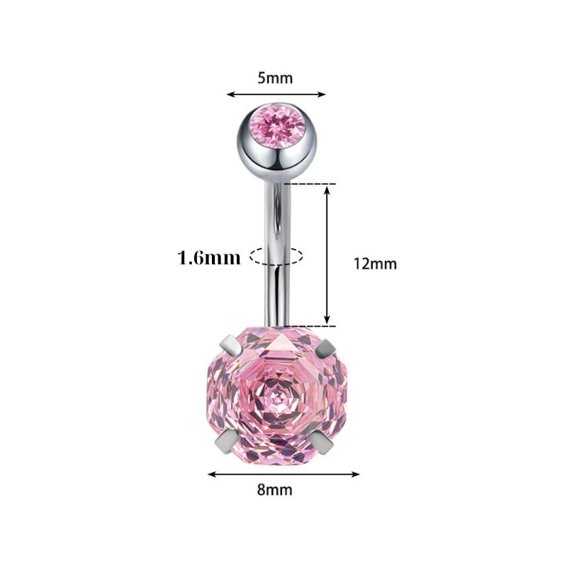 Khuyên rốn mặt đá hoa hồng Titan (phù hợp cho da nhạy cảm) - 3 màu