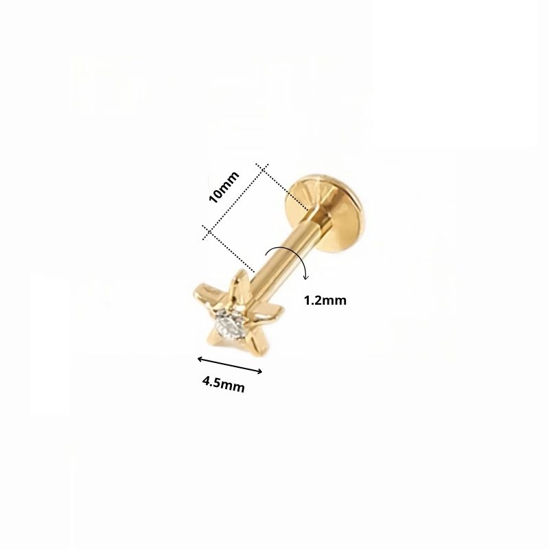 Khuyên tai sao biển đính đá Unisex 1,2*8mm - 2 màu