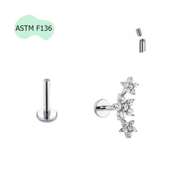 Khuyên tai vòng hoa - Titanium - 2 màu