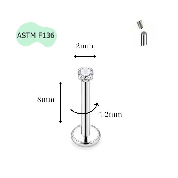 Khuyên thẳng cơ bản ren trong 16 size - Titan