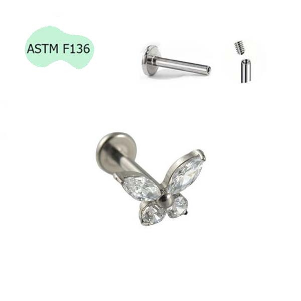 Bông tai con bướm - Titanium - 1.2*8mm