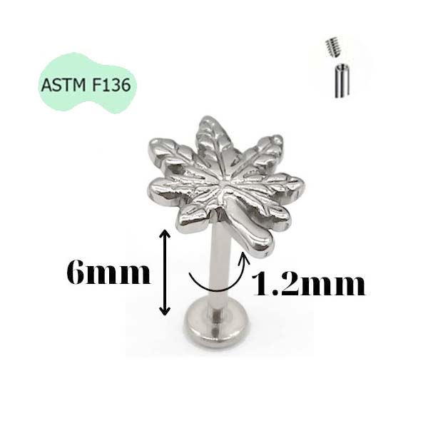 Khuyên Titan mặt đá đu đủ - 3 size