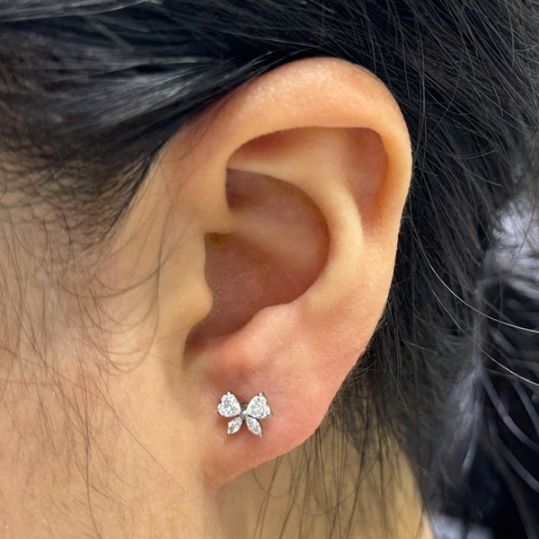 Bông tai Titan hình nơ pha lê - 1.2*8mm - 2 màu