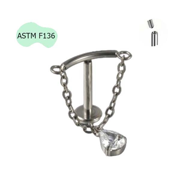 Khuyên tai dạng vòng đính đá nhẹ nhàng - Titanium