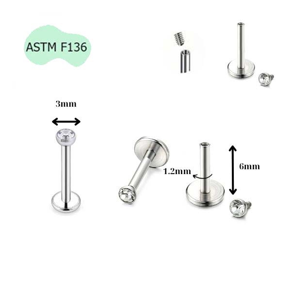 Khuyên cơ bản titanium ren trong - Có 4 size