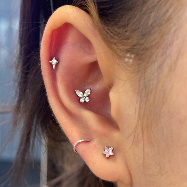 Khuyên tai ngôi sao đính đá Titan 4 màu - Hàng chất lượng