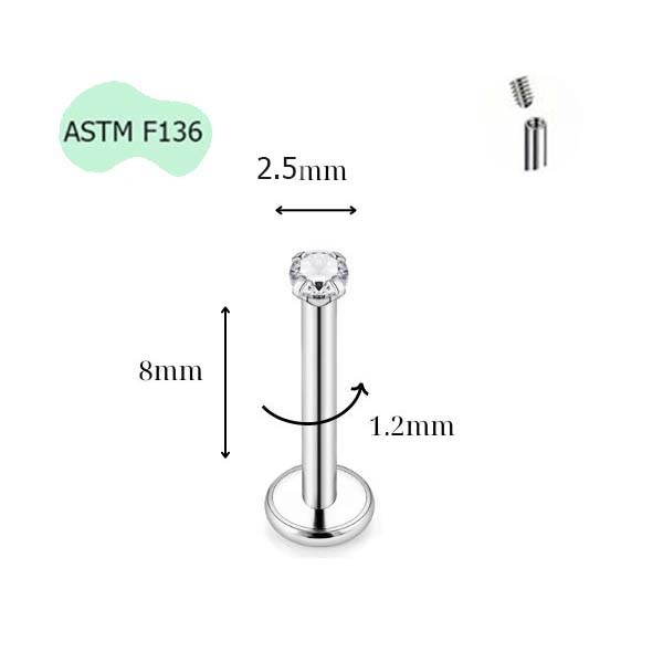 Khuyên thẳng cơ bản ren trong 16 size - Titan