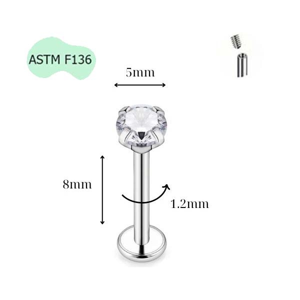 Khuyên thẳng cơ bản ren trong 16 size - Titan