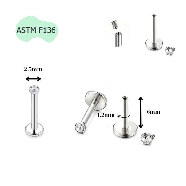 Khuyên cơ bản titanium ren trong - Có 4 size