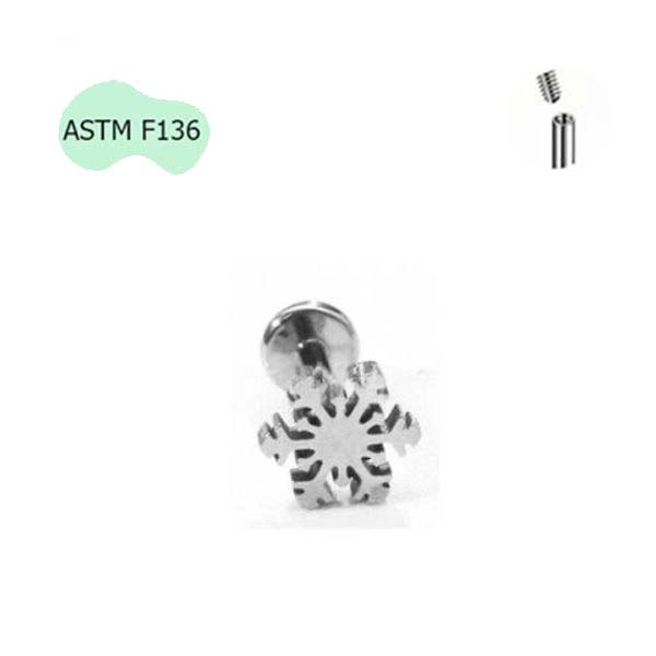 Khuyên tai hình bông tuyết xinh xắn - 1.2*8mm - Titanium