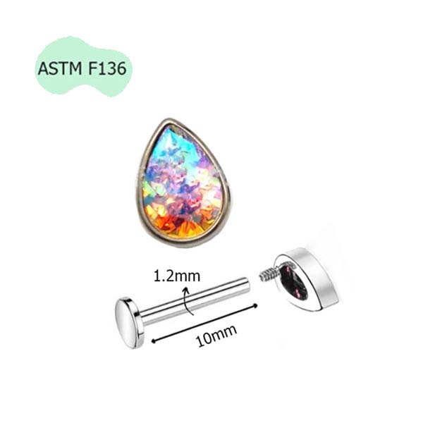 Bông tai giọt nước 3 màu - 1.2*10mm - Titanium