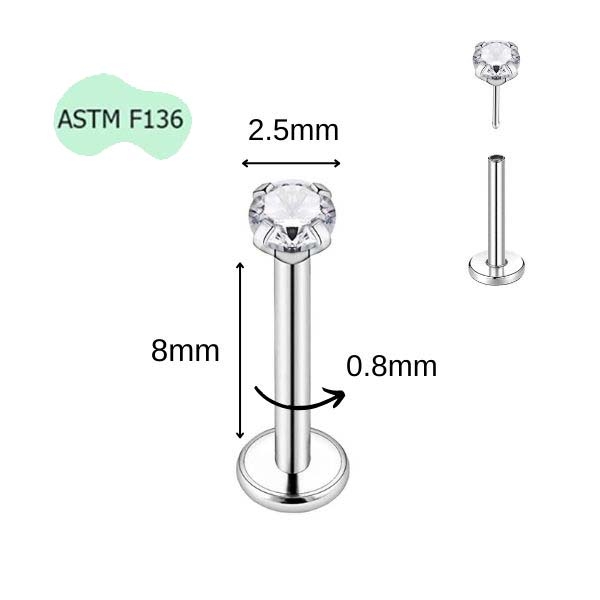 Khuyên Titan mặt đá cơ bản - Chốt nhấn - Có 9 size