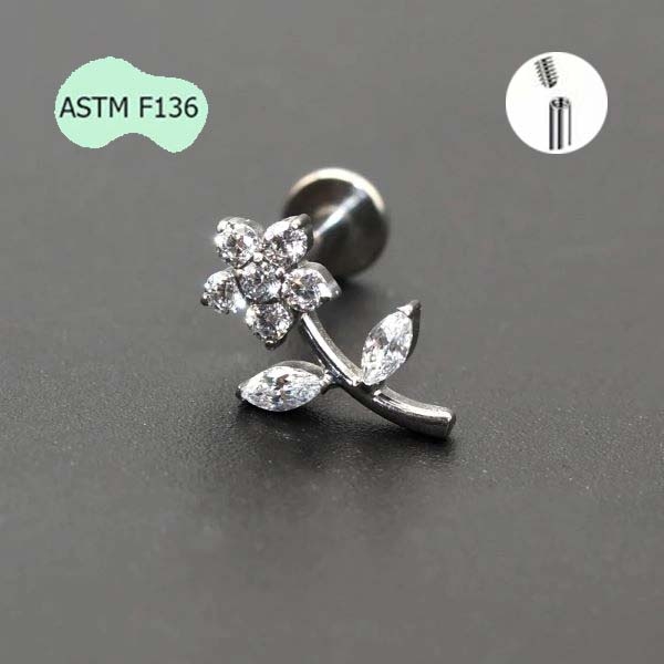 Khuyên tai hình bông hoa xinh xắn - Titanium - 2 màu
