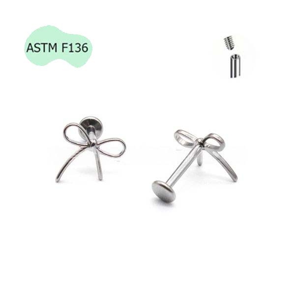 Bông tai hình chiếc nơ xinh xắn - 1.2*8mm - Titanium F136