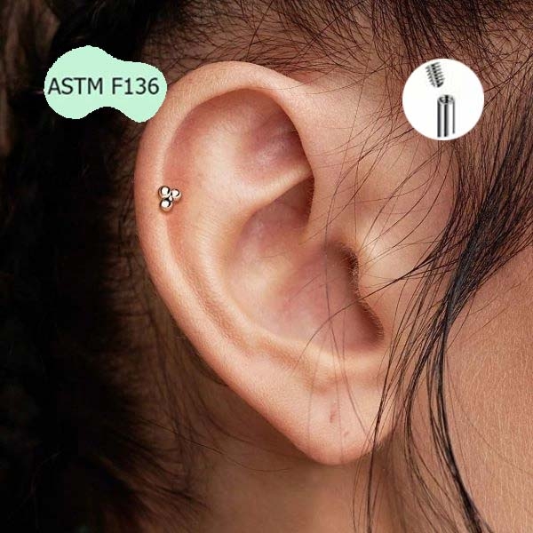 Khuyên tai Titan 3 bi mini cơ bản - Chất lượng tốt