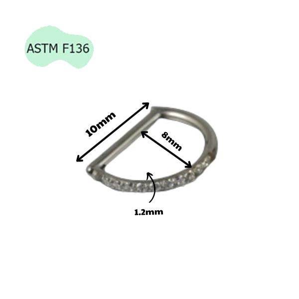 Khuyên tai chữ D giả vòng có đính đá - 2 size - Titan F136