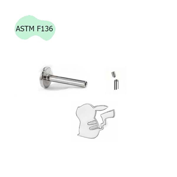 Khuyên tai Pikachu Spark Titanium - 1.2*8mm - Có 2 màu