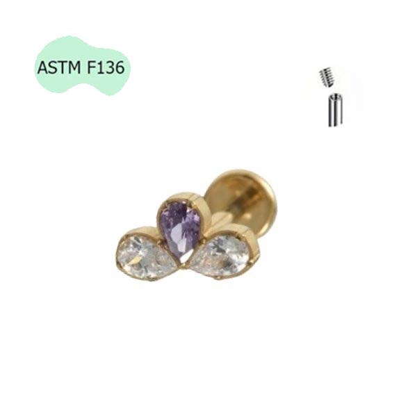 Hoa tai đẹp Titanium F136 có 2 màu - Chốt vặn - 1.2*8mm