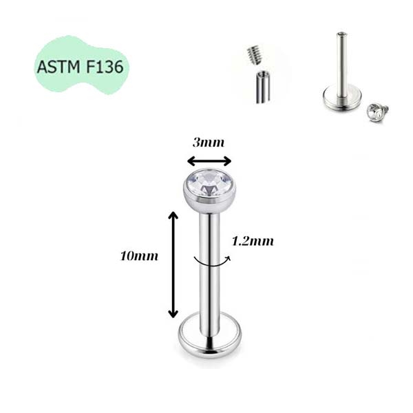Khuyên cơ bản titanium ren trong - Có 4 size