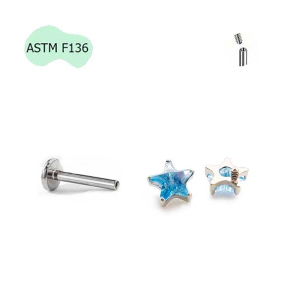 Khuyên tai ngôi sao đính đá Titan 4 màu - Hàng chất lượng