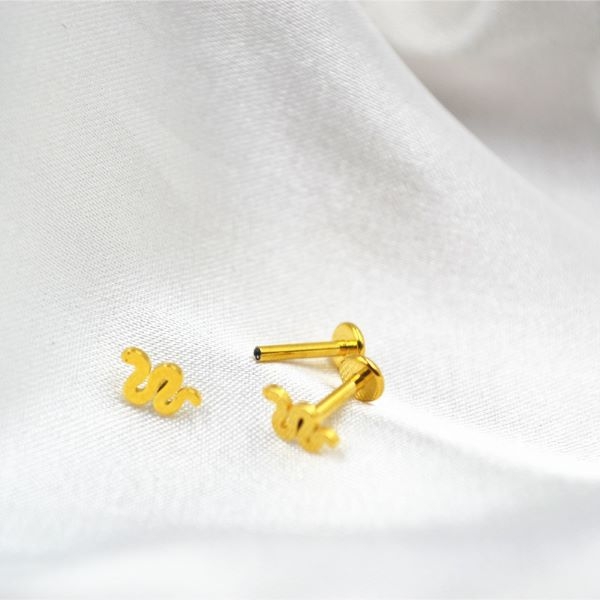 Khuyên tai con rắn basic - Thép y tế - 2 màu