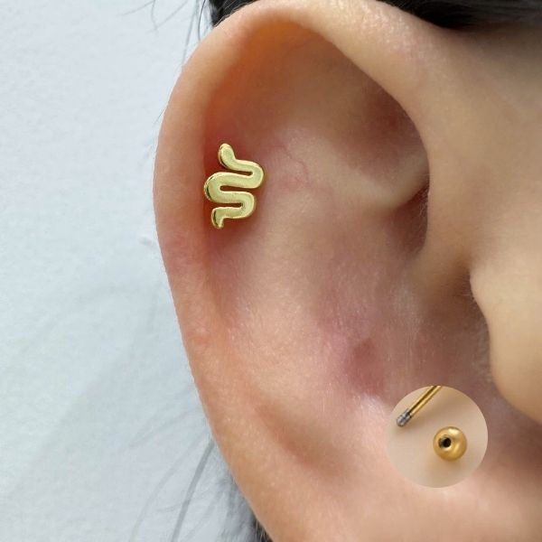 Khuyên tai con rắn basic - 0.8*8*4mm