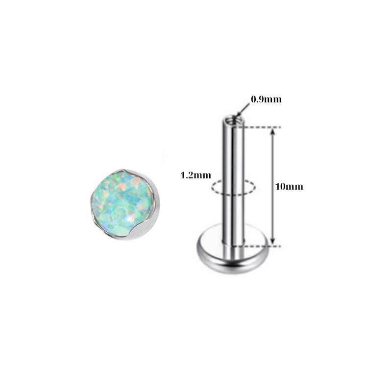 Khuyên tai đá Opal màu mới - Titanium F136 - 1.2*10mm