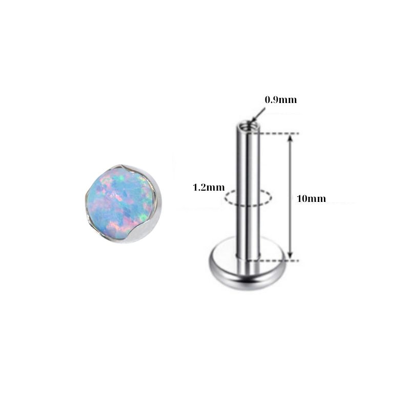 Khuyên tai đá Opal màu mới - Titanium F136 - 1.2*10mm