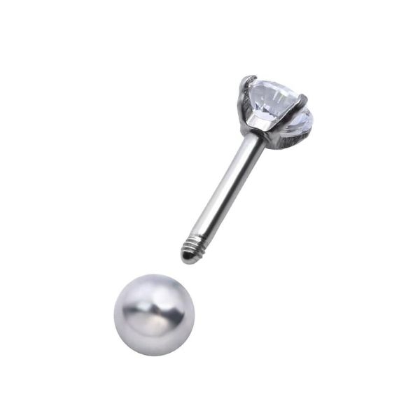 Khuyên tai đá tròn nhỏ 3mm - Thép không gỉ
