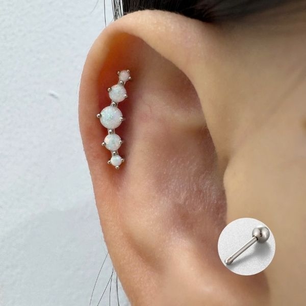 Khuyên tai đính đá opal lấp lánh - 1.2*6mm