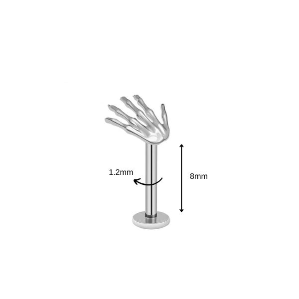 Khuyên tai hình bàn tay cá tính unisex - 1.2*8mm