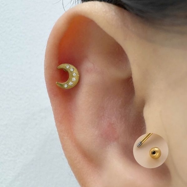 Khuyên tai hình mặt trăng đính đá