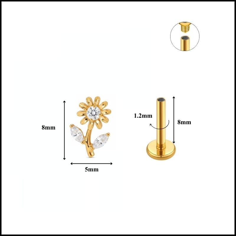 Titanium / ok365 hoa mặt trời - 2 màu - 1.2*8mm