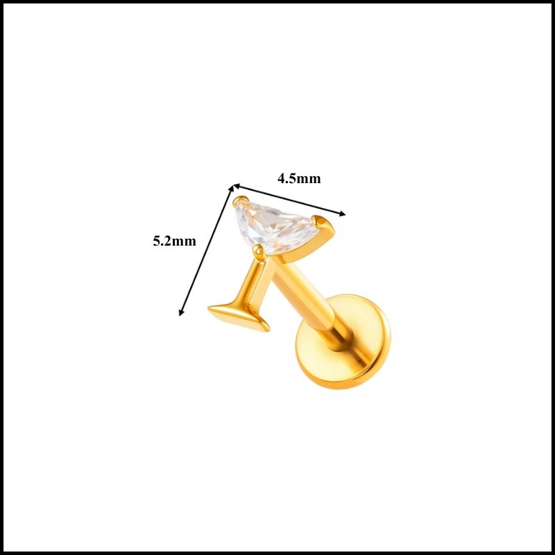Titanium / Khuyên tai ly nước vàng - 1.2*8mm