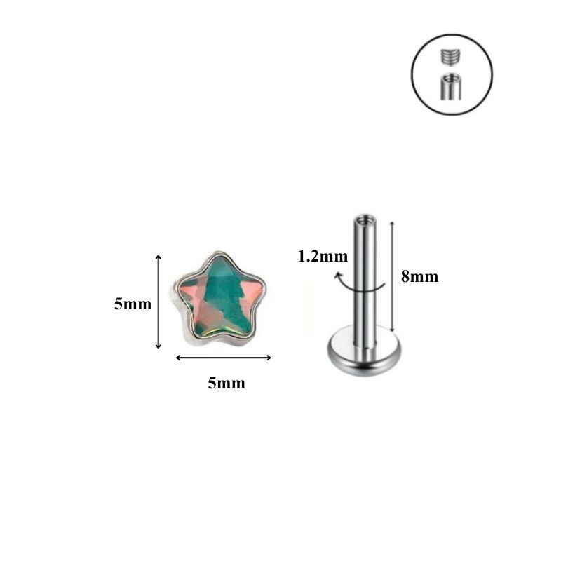 Khuyên tai ngôi sao đá ánh trăng / Titan - 5 màu - Unisex